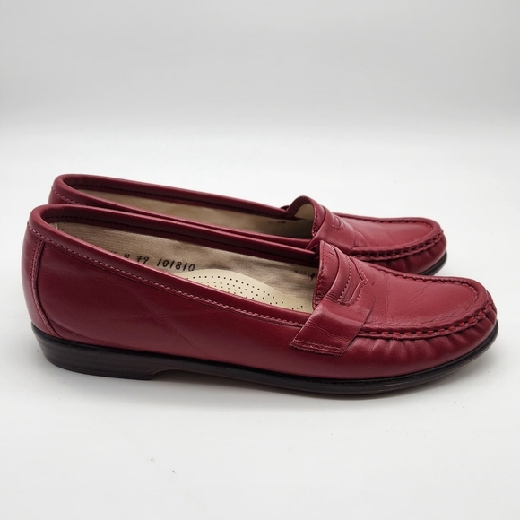SAS Tripad Comfort Red Leather Penny Loafers Women’s 6.5N Slip On Casual Shoes - Picture 6 of 13